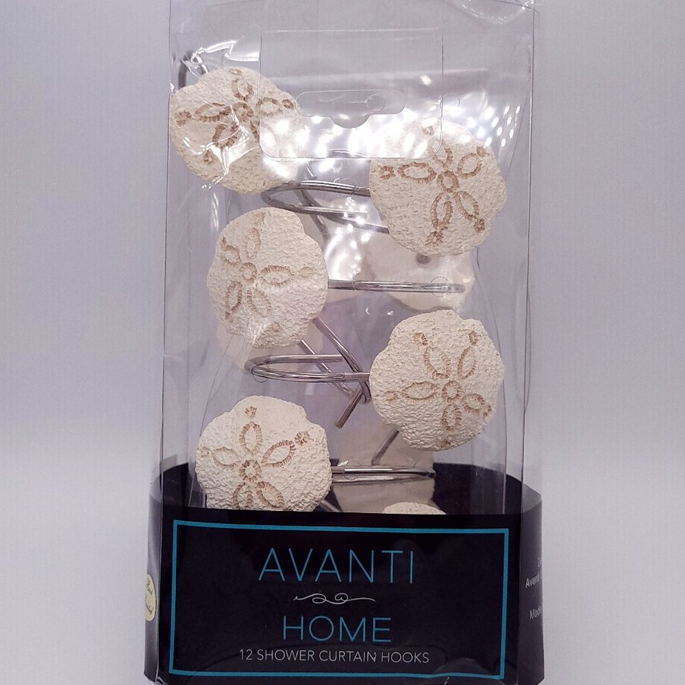 Shower Hooks Sandollar 12 Count Hand Painted Avanti Home NIB NWT